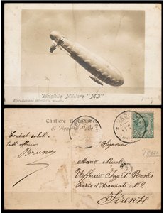CARTOLINA Dirigibile Militare M.3 - viaggiata - (1914)