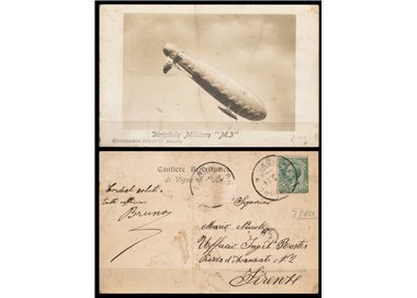 POSTCARD Military Airship M.3 - traveled - (1914)