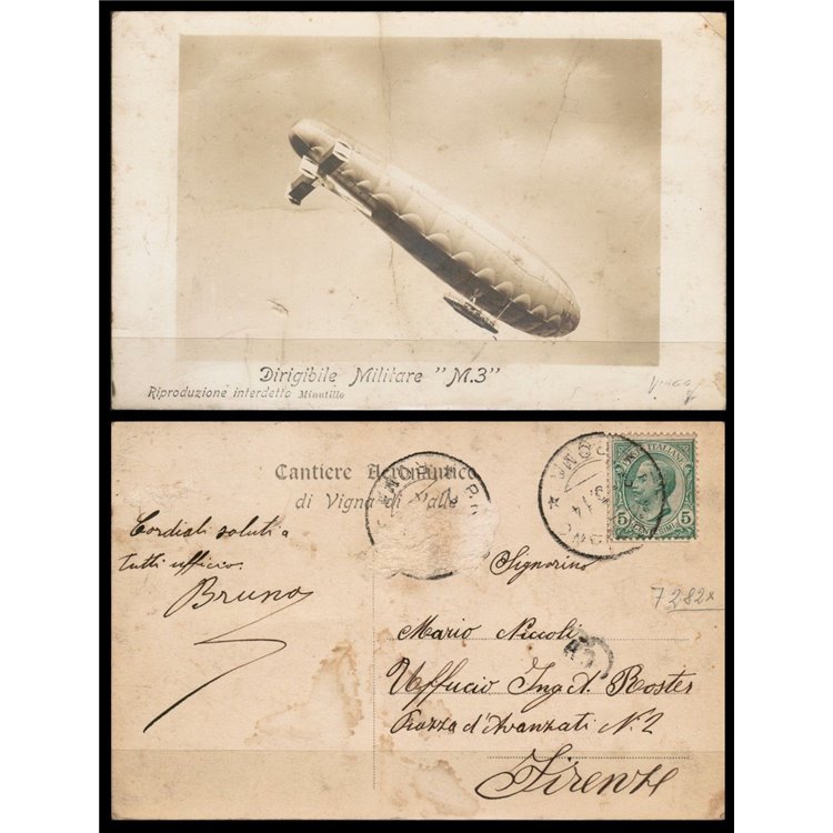 CARTOLINA Dirigibile Draken-Ballon - viaggiata - (1912)