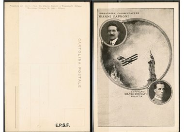 CARTOLINA CAPRONI - RESNATI - Lancio volantini (1918)