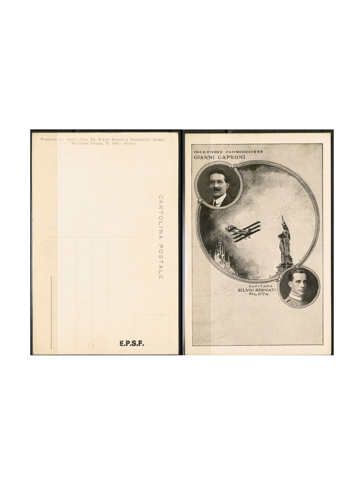 CARTOLINA CAPRONI - RESNATI - Lancio volantini (1918)