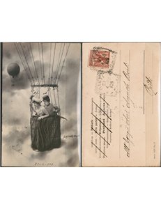 POSTCARD Airship - traveled - (1903)