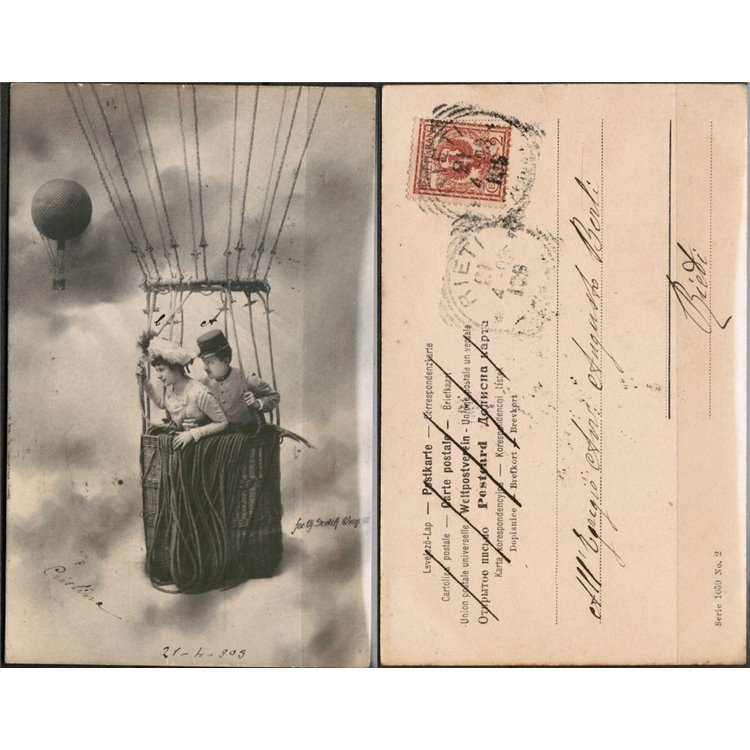 POSTCARD Airship - traveled - (1903)