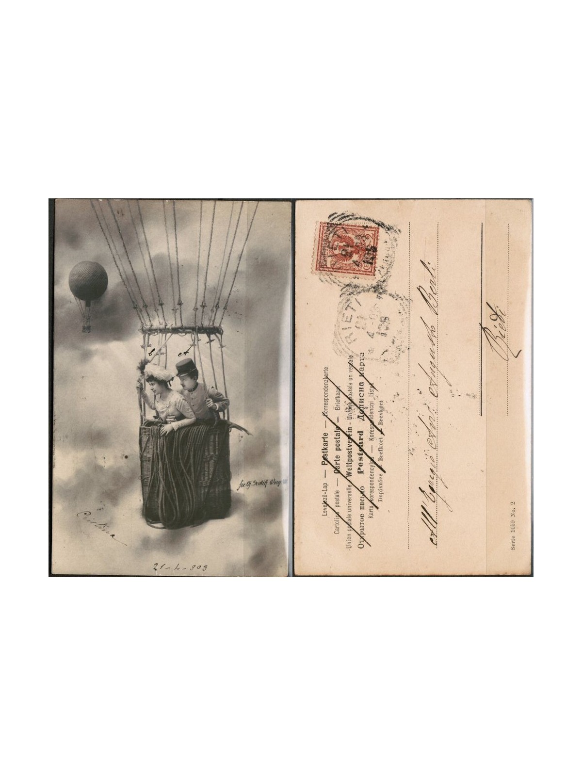 POSTCARD Airship - traveled - (1903)