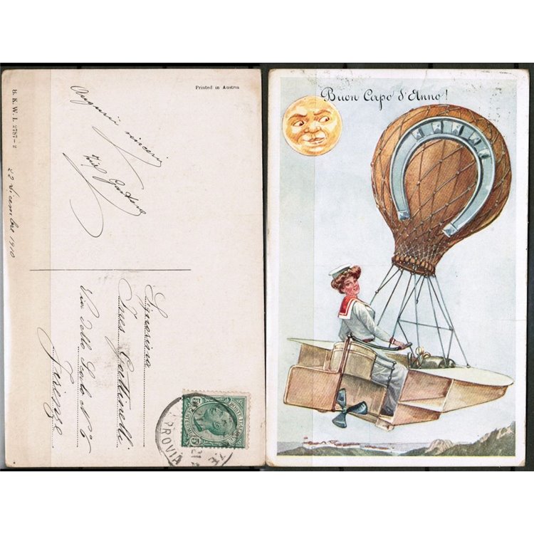 CARTOLINA AUGURALE Buon Capo d'Anno - viaggiata - (1910)