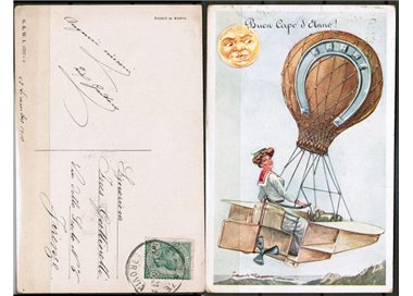 CARTOLINA AUGURALE Buon Capo d'Anno - viaggiata - (1910)