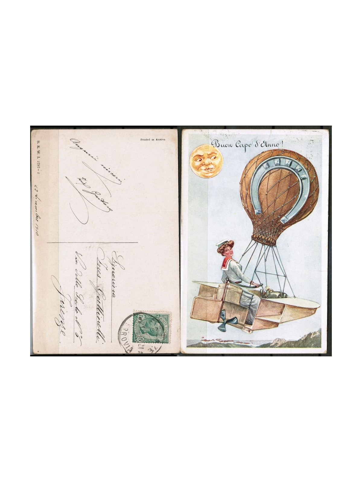 Happy New Year's Greeting Card - circulated - (1910)