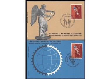 SAN MARINO 1962 Mondiali di Ciclismo, 2 cartoline FDC
