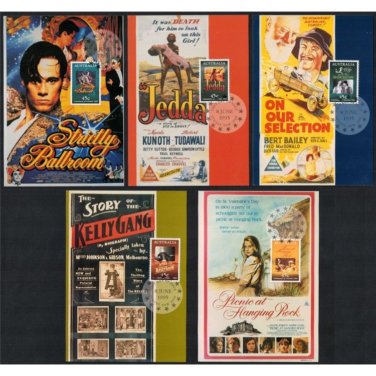 AUSTRALIA 1995 Centenary of cinema 5 Maxi Cards