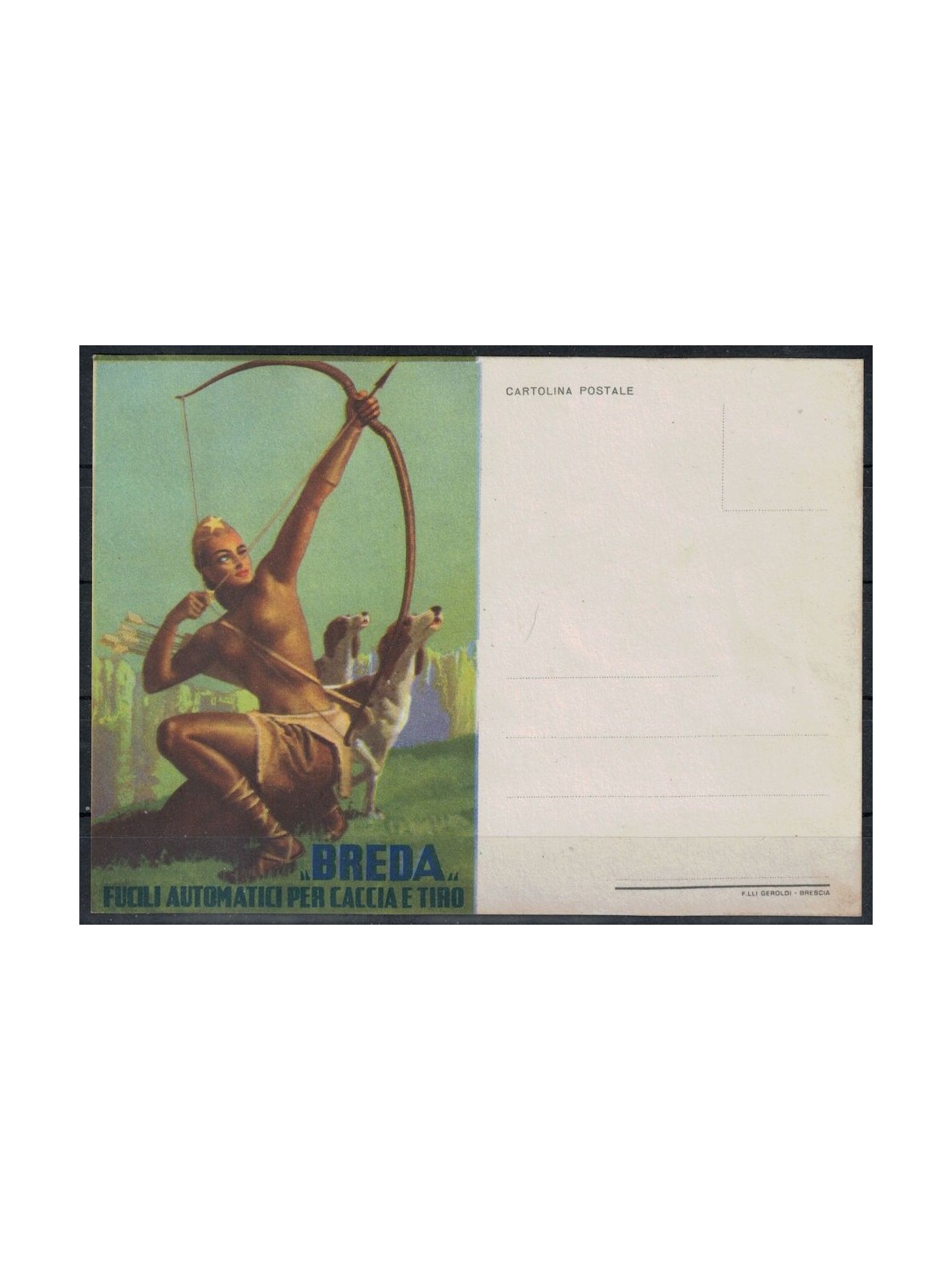POSTCARD Breda, automatic rifles for hunting and shooting (Boccasile)