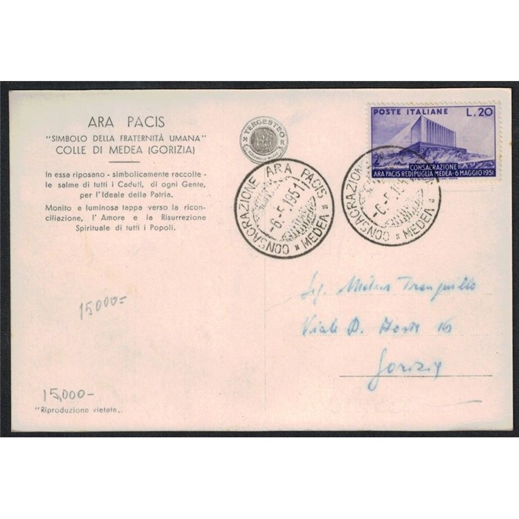 ITALY 1951 Ara Pacis postcard