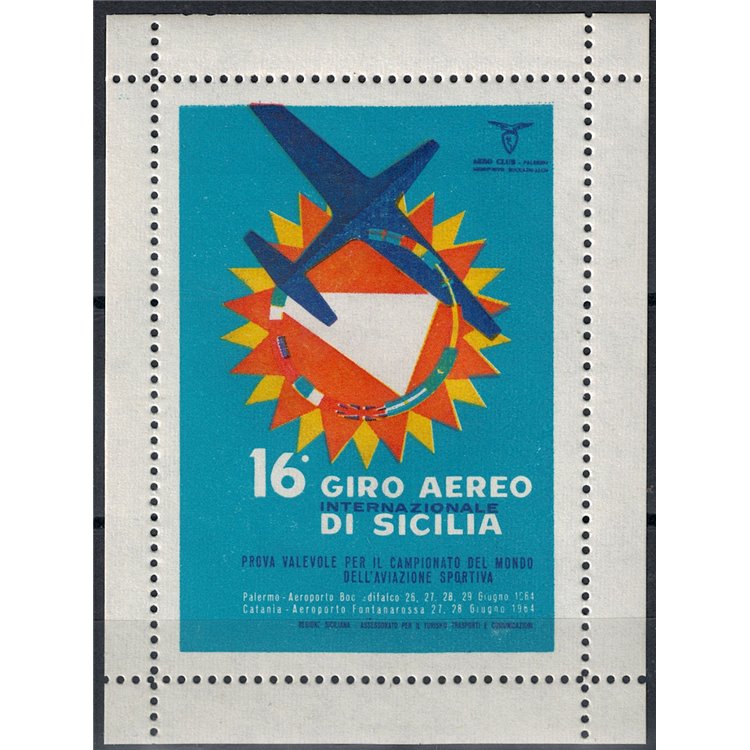 ITALY 1964 16th air tour of Sicily, MNH commemorative souvenir sheet**