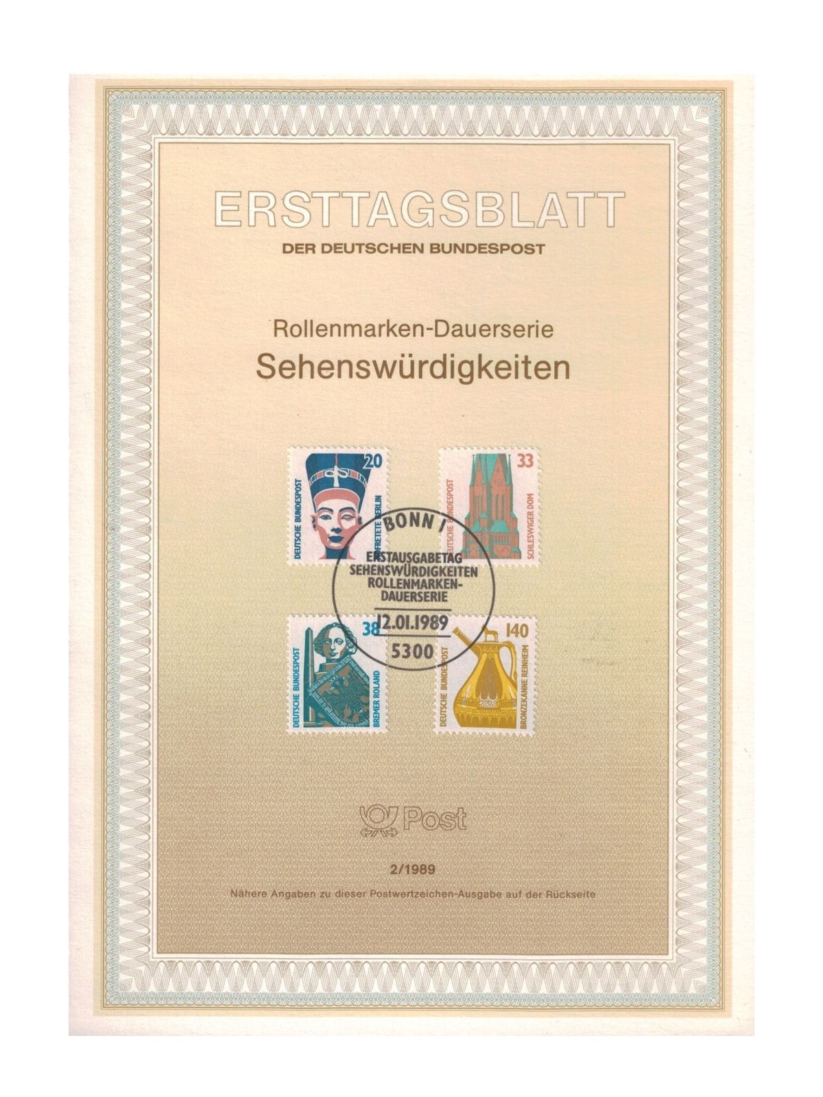 GERMANY FRG 1989 ETB Famous monuments Mi 1398/01