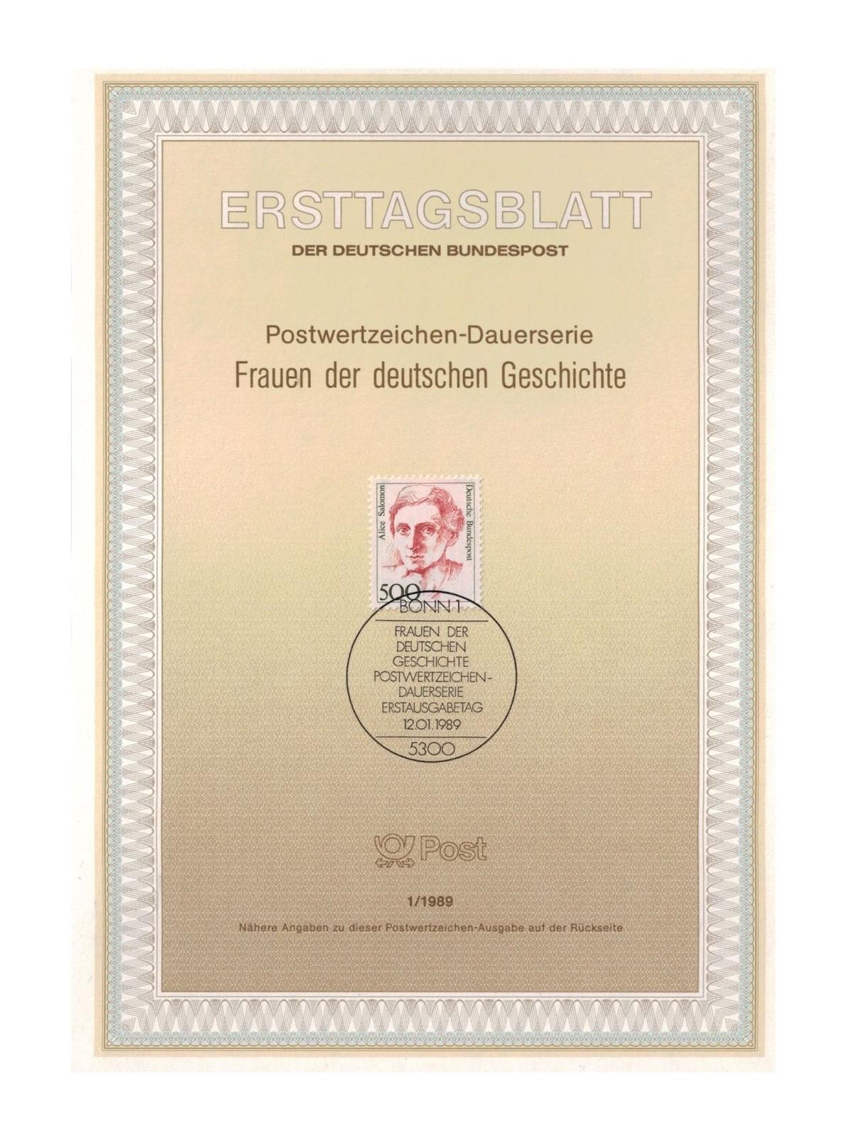GERMANY FRG 1989 ETB Famous women Mi 1397