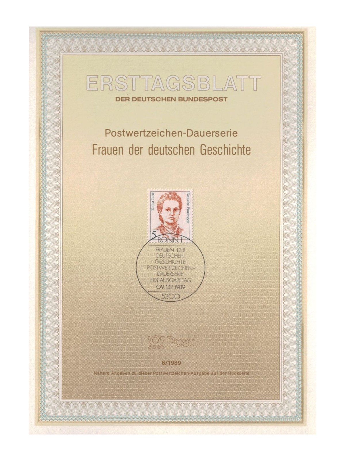 GERMANY FRG 1989 ETB Famous women Mi 1405