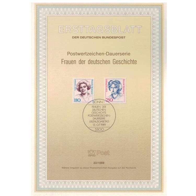 GERMANIA BRD 1989 ETB Donne celebri Mi 1427/28