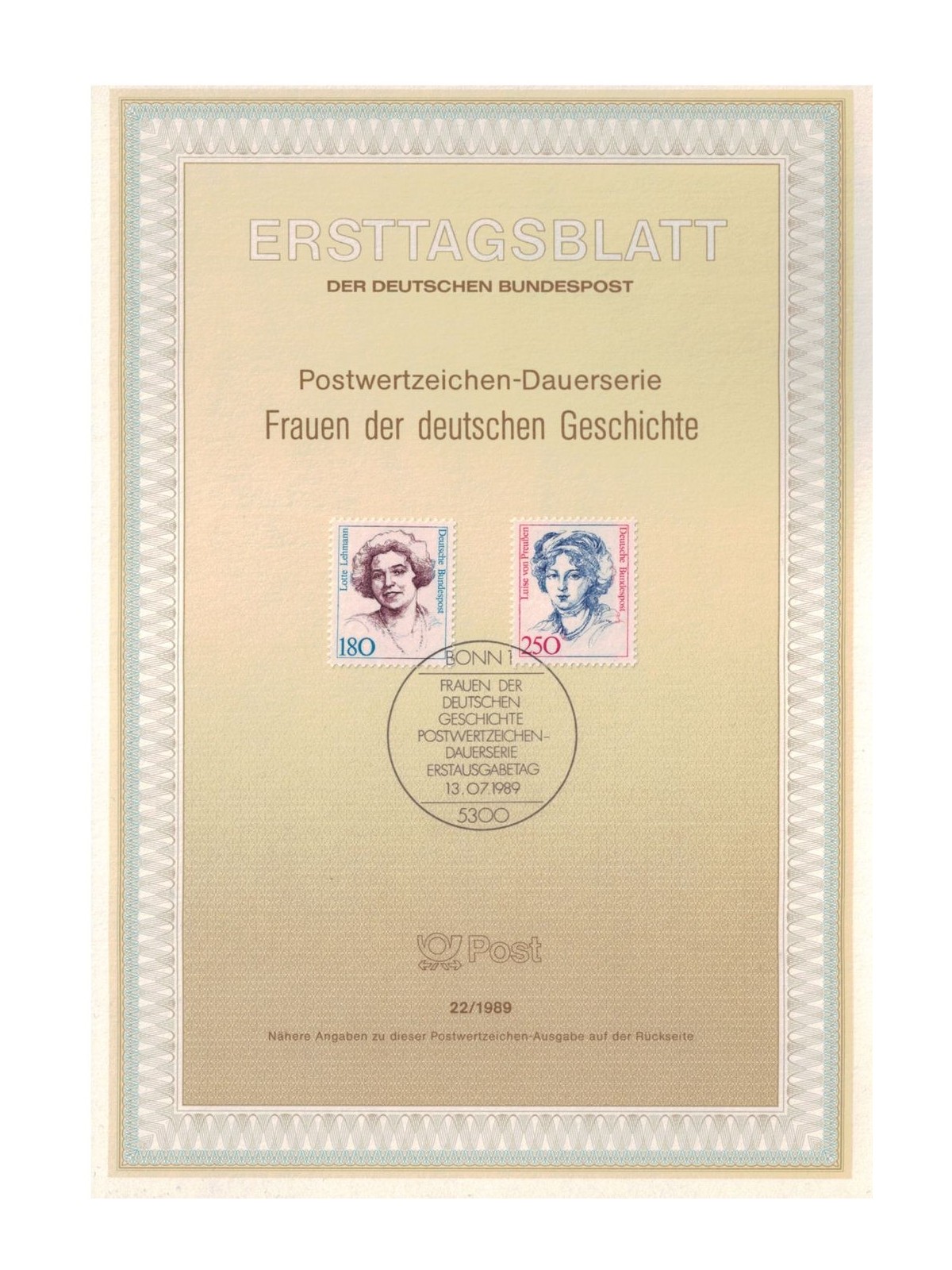 GERMANY FRG 1989 ETB Famous Women Mi 1427/28