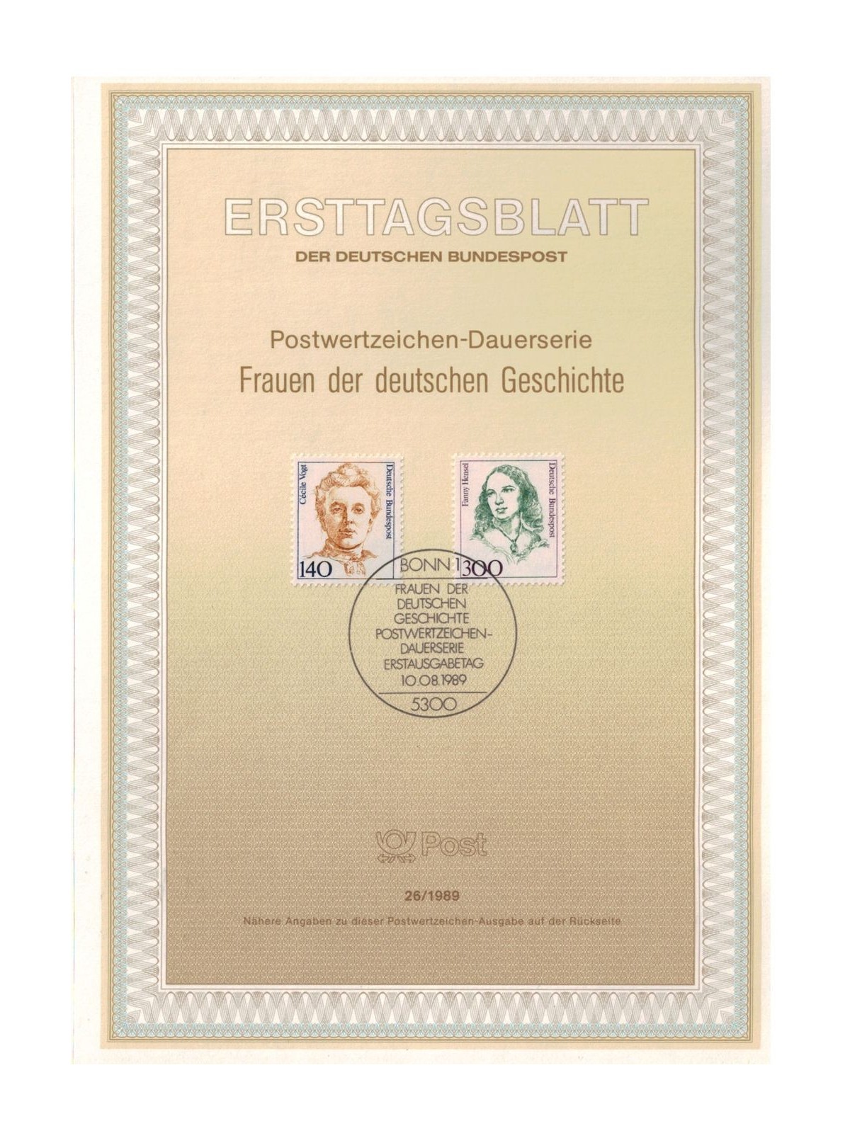 GERMANY FRG 1989 ETB Famous Women Mi 1432/33