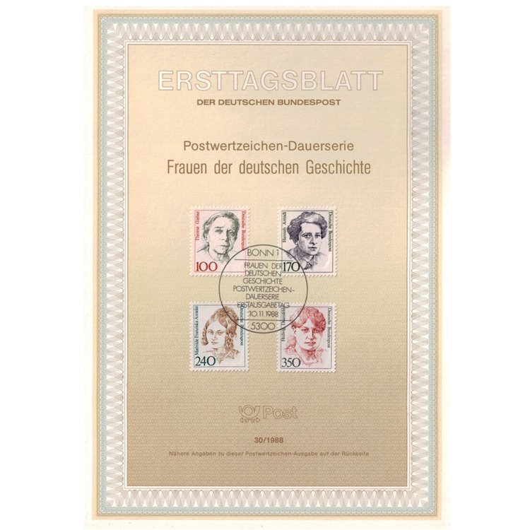 GERMANY FRG 1988 ETB Famous Women Mi 1390/93