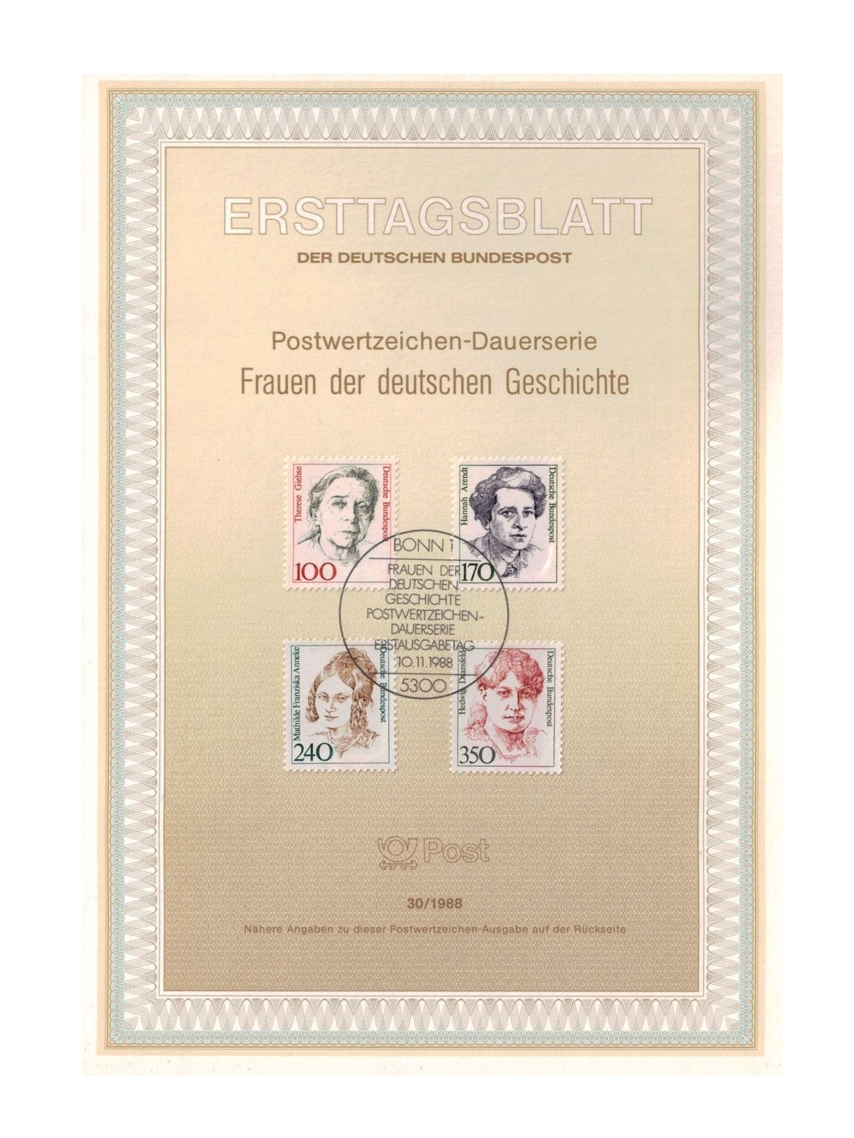 GERMANIA BRD 1988 ETB Donne celebri Mi 1390/93