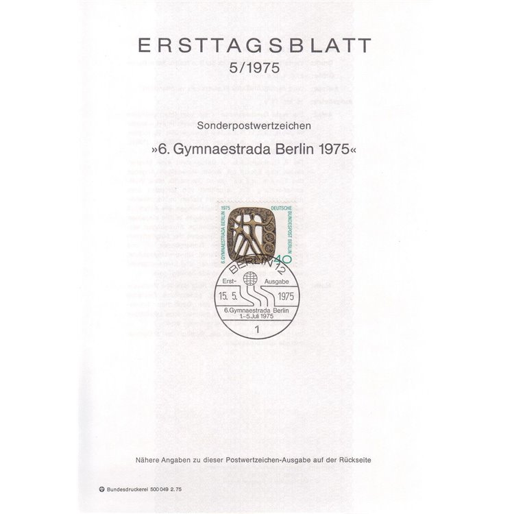 BERLINO 1975 ETB Torneo di ginnastica Mi 493