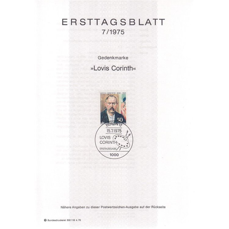 BERLIN 1975 ETB Louis Corinth Mi 509