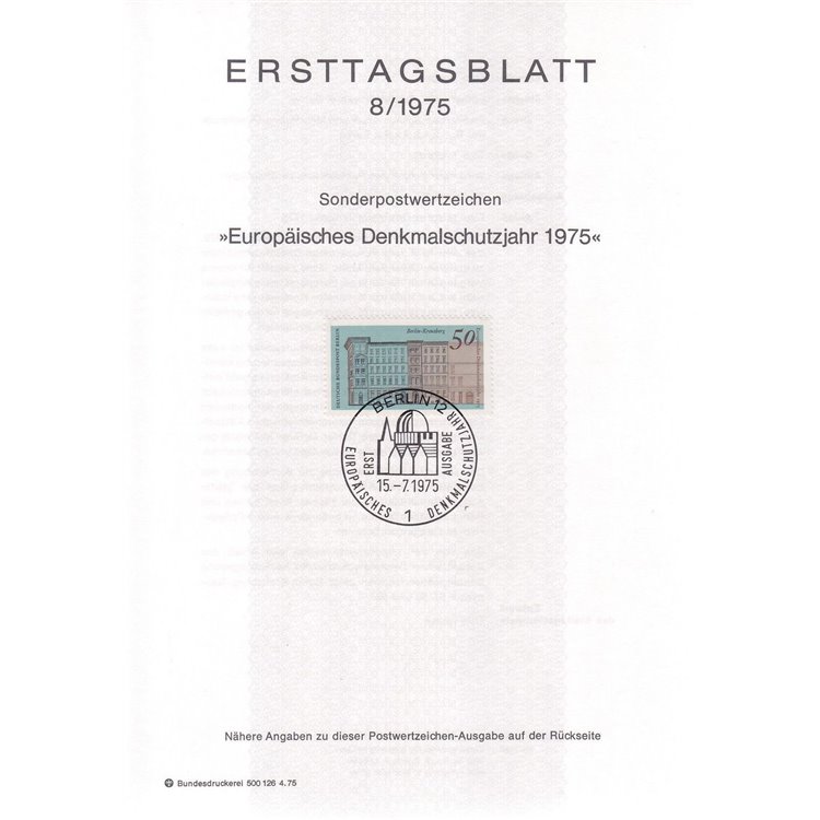 BERLIN 1975 ETB Year of Architectural Heritage Mi 508