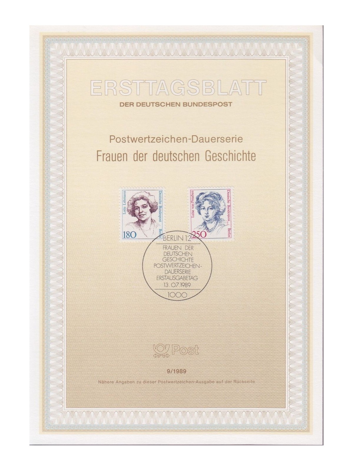 BERLIN 1989 ETB Famous Women Mi 844/45