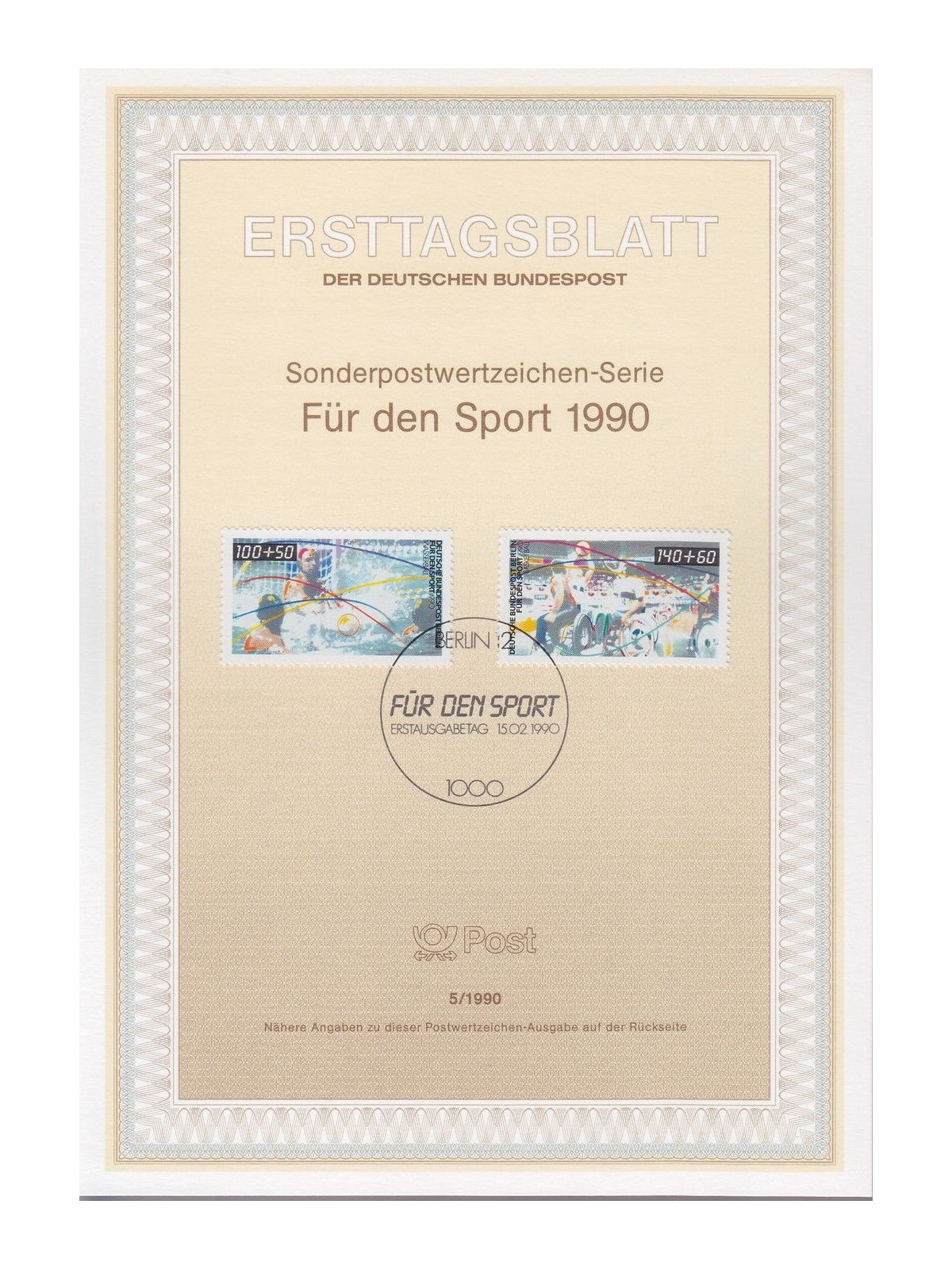 BERLIN 1990 ETB Pro association for sports aid Mi 864/65