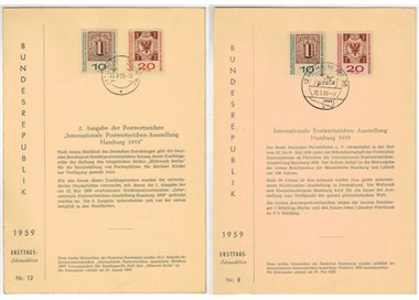 GERMANIA BRD 1959 ETB Esposizione filatelica INTERPOSTA Mi 310/11