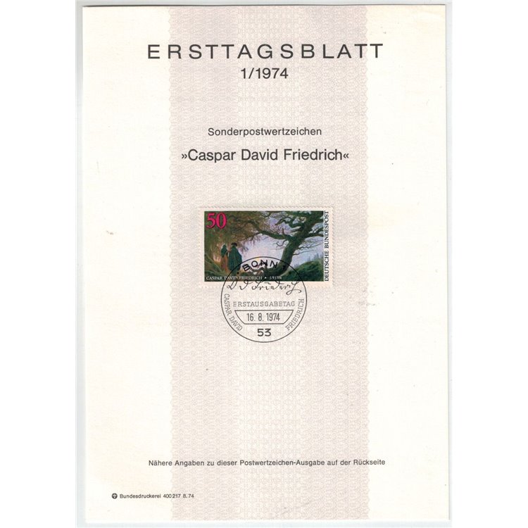 GERMANIA BRD 1974 ETB Caspar David Friedrich Mi 815