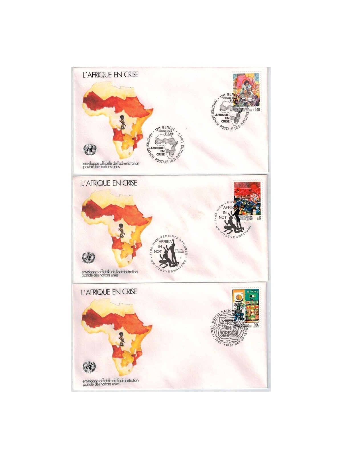 FDC UN 1986 Africa in crisis 3v
