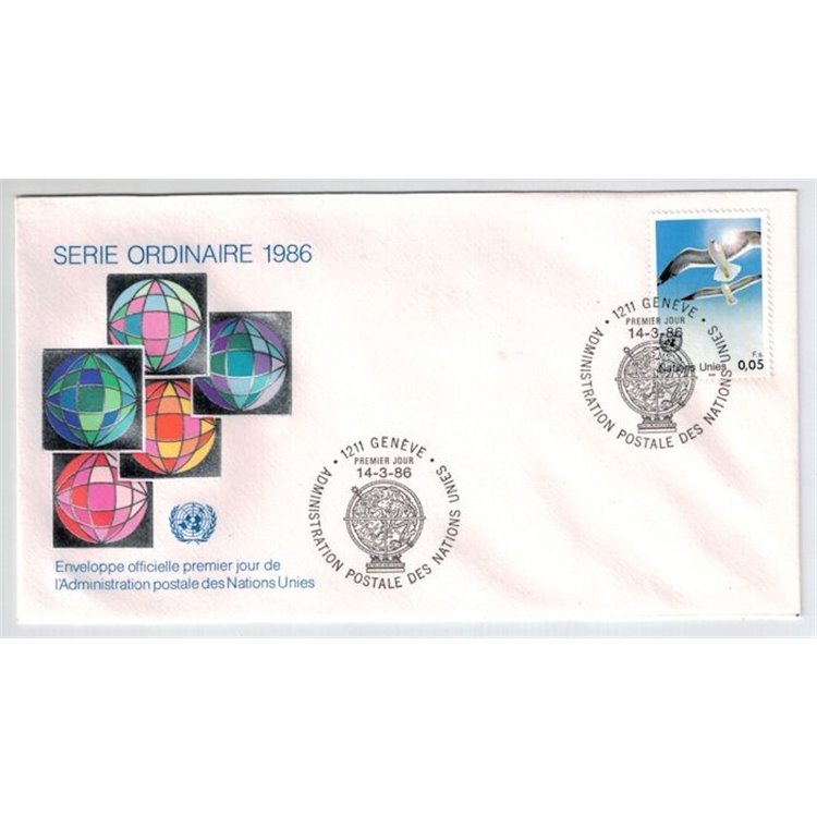 FDC UN GENEVA 1986 Ordinary series
