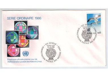 FDC ONU GINEVRA 1986 Serie Ordinaria