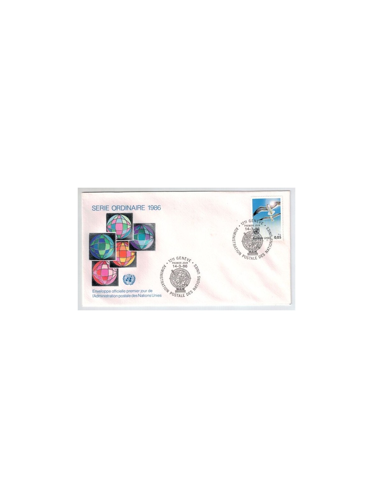 FDC ONU GINEVRA 1986 Serie Ordinaria