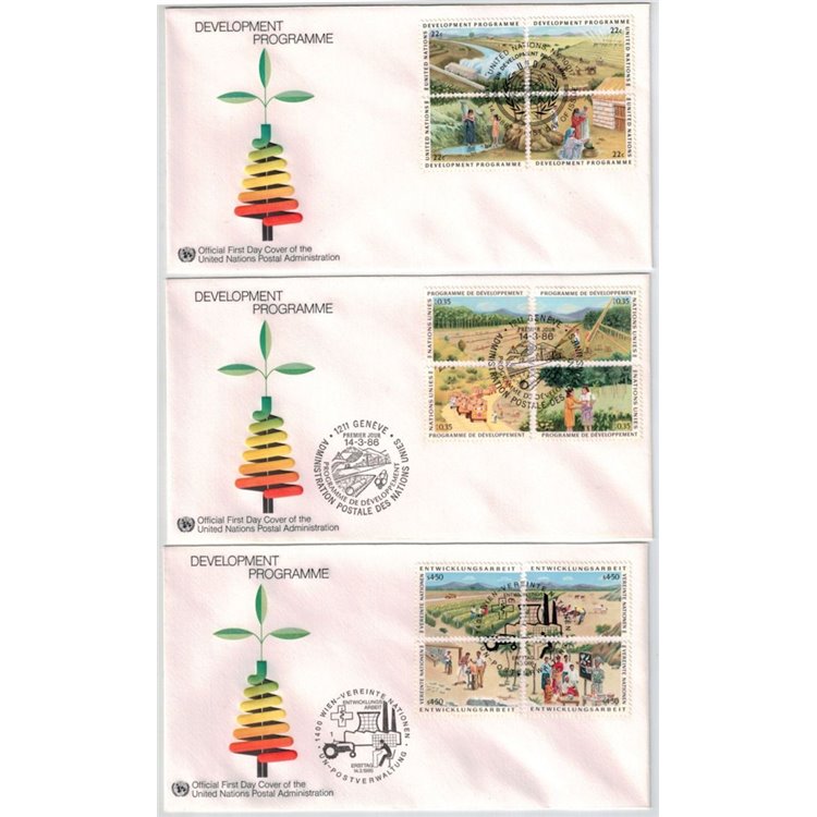 FDC ONU 1986 Programma di sviluppo 3v