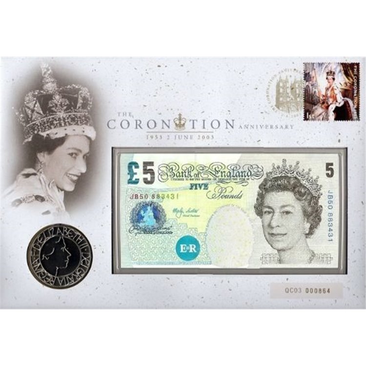 REGNO UNITO 2003 The Coronation Anniversary - Banknote coin fdc