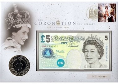 REGNO UNITO 2003 The Coronation Anniversary - Banknote coin fdc