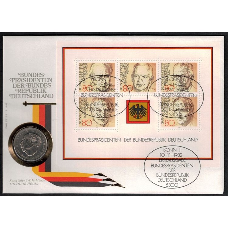 GERMANIA BRD 1982 Numisbrief, Presidenti della Repubblica federale