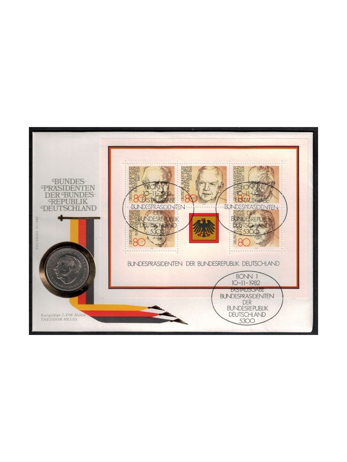 GERMANIA BRD 1982 Numisbrief, Presidenti della Repubblica federale