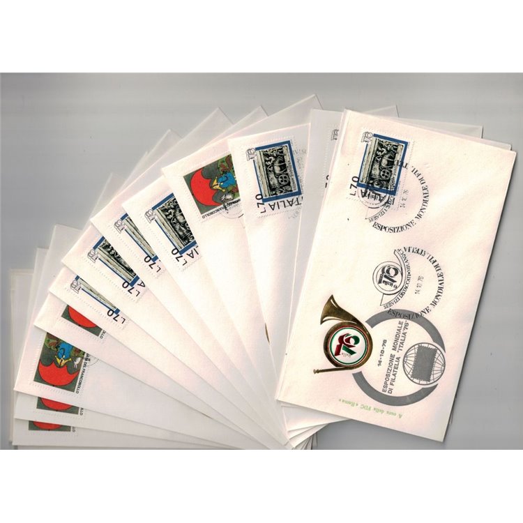ITALY 1976 FDC (Rome) Philatelic Expo, Tour of 16 special postmarks