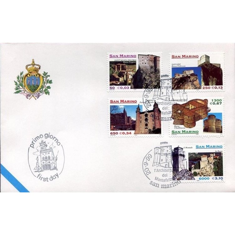 FDC SAN MARINO 1999 Architettura di Montelfeltro 1 Busta nv