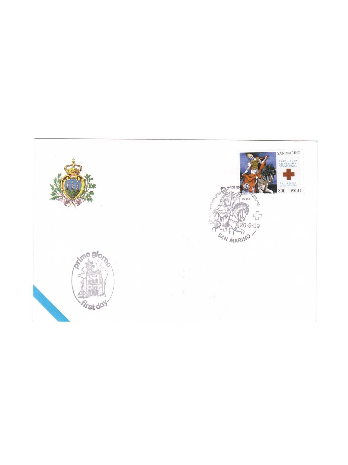FDC SAN MARINO 1999 San Marino Red Cross 1 Envelope nv