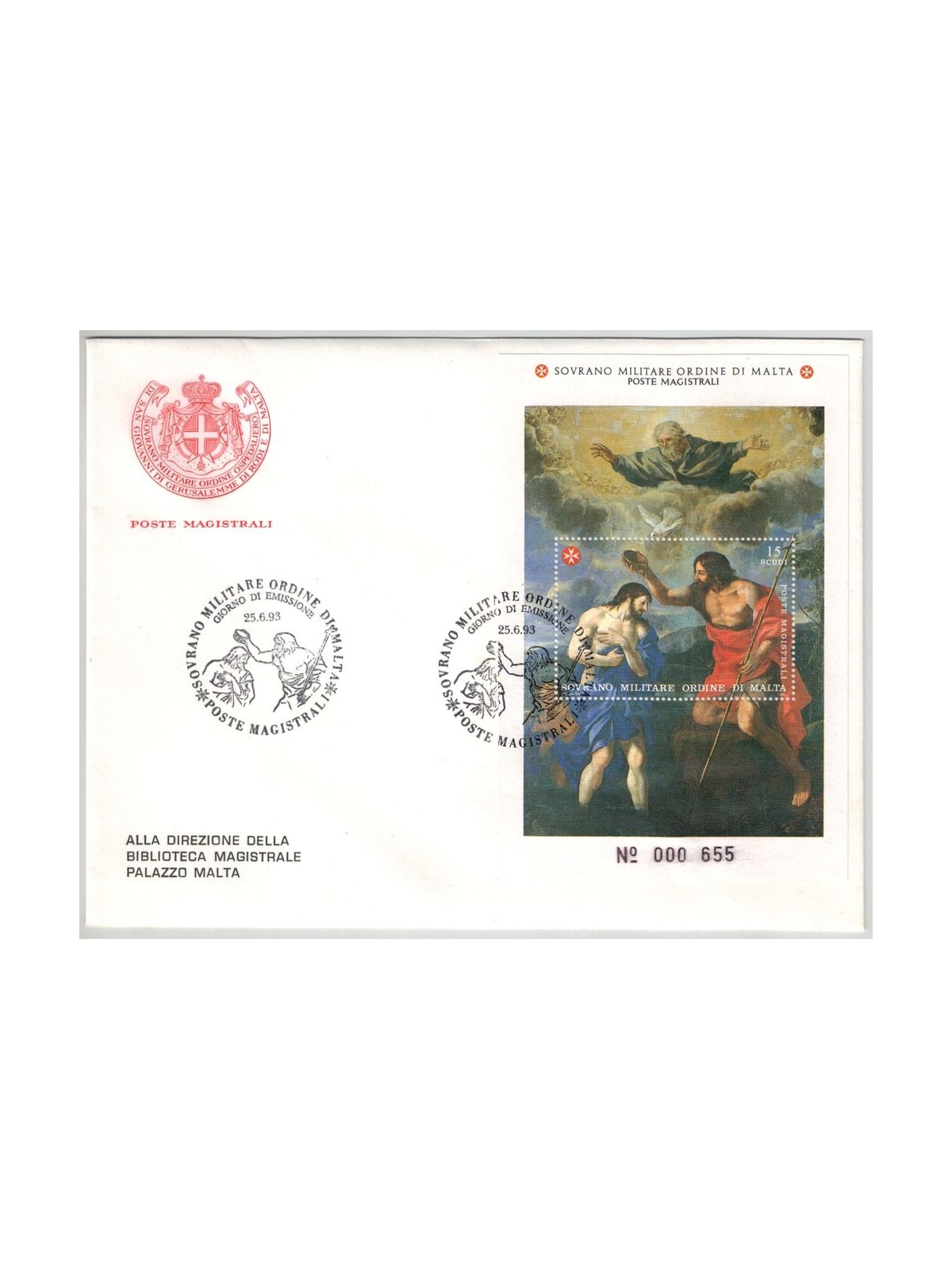 FDC SMOM 1993 St John the Baptist s/s