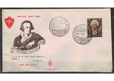 FDC TRIESTE A 1949 Bicentenario Vittorio Alfieri