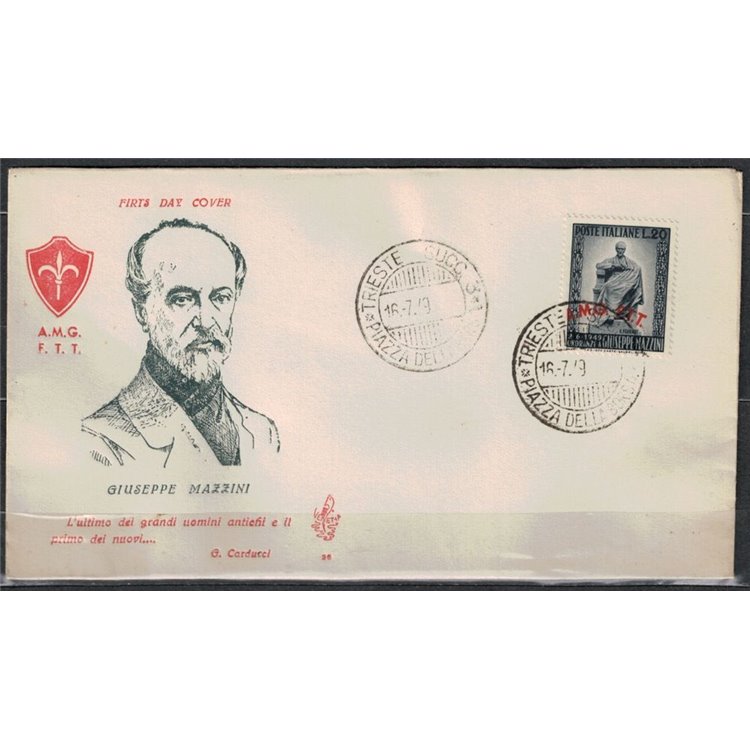 FDC TRIESTE A 1949 Giuseppe Mazzini