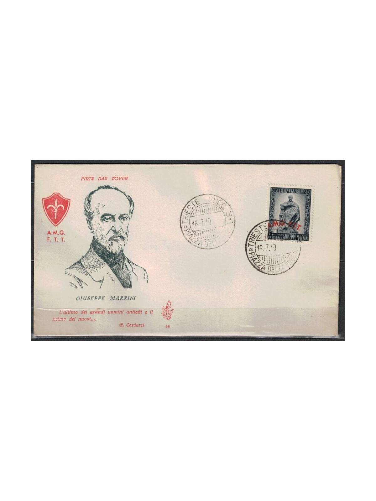 FDC TRIESTE A 1949 Giuseppe Mazzini