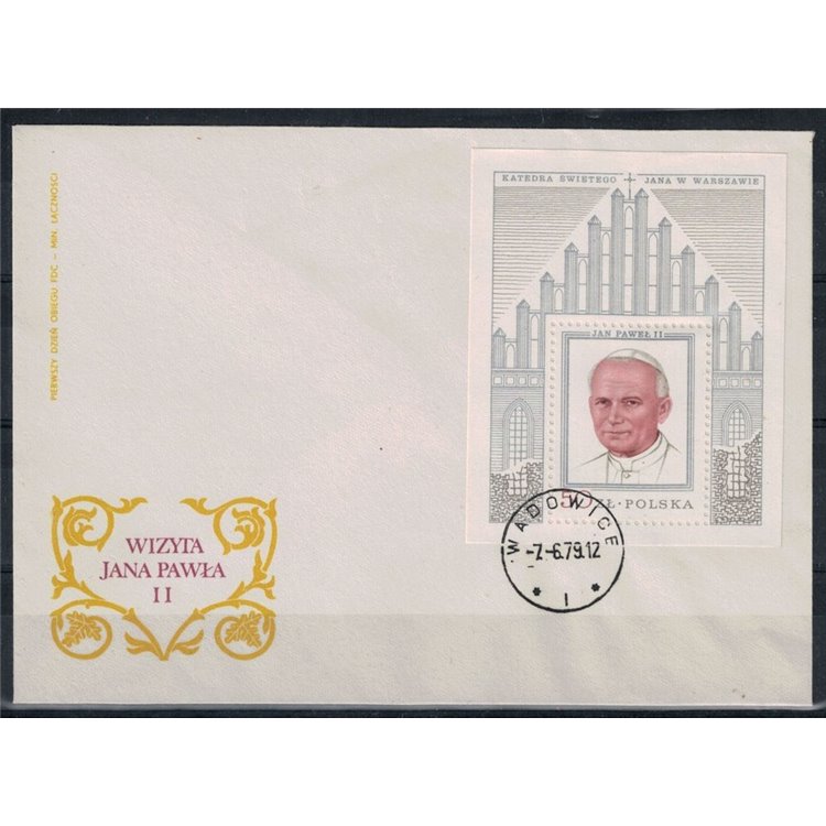 FDC POLONIA 1979 Visita del Papa in Polonia BF color argento