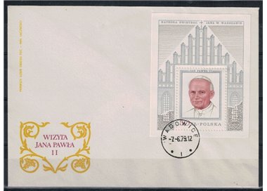 FDC POLAND 1979 Pope's visit to Poland s/s silver colour