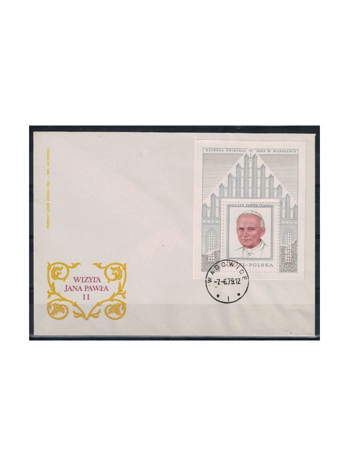 FDC POLAND 1979 Pope's visit to Poland s/s silver colour
